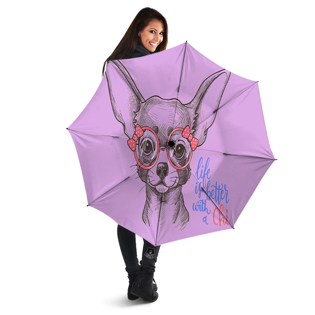 Chihuahua With Glasses Cute Print Umbrella-grizzshop