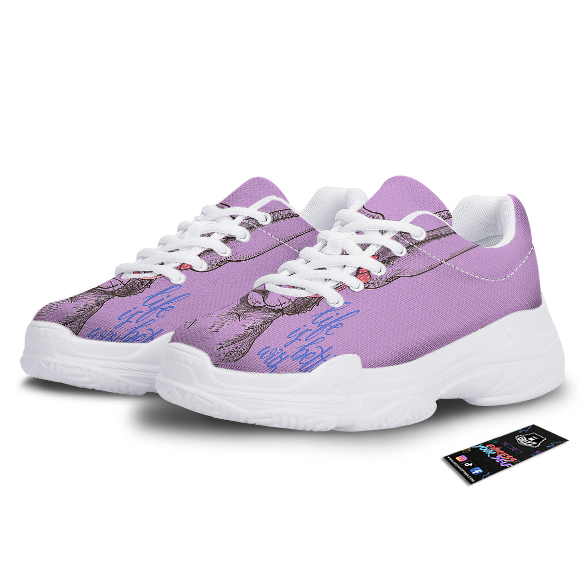 Chihuahua With Glasses Cute Print White Chunky Shoes-grizzshop