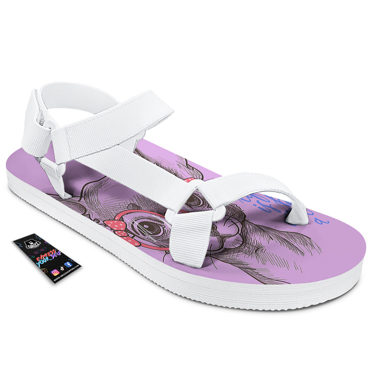 Chihuahua With Glasses Cute Print White Open Toe Sandals-grizzshop