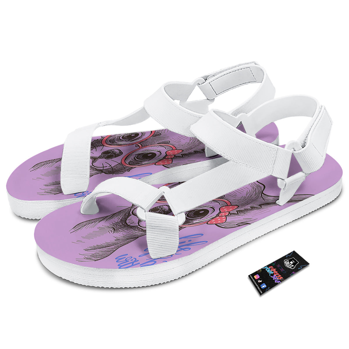 Chihuahua With Glasses Cute Print White Open Toe Sandals-grizzshop