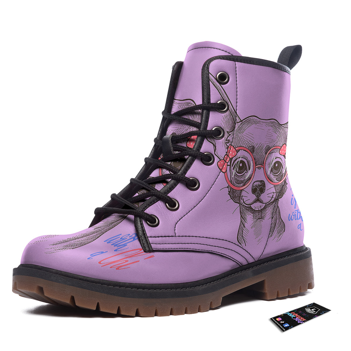 Chihuahua With Glasses Cute Print Work Boots-grizzshop