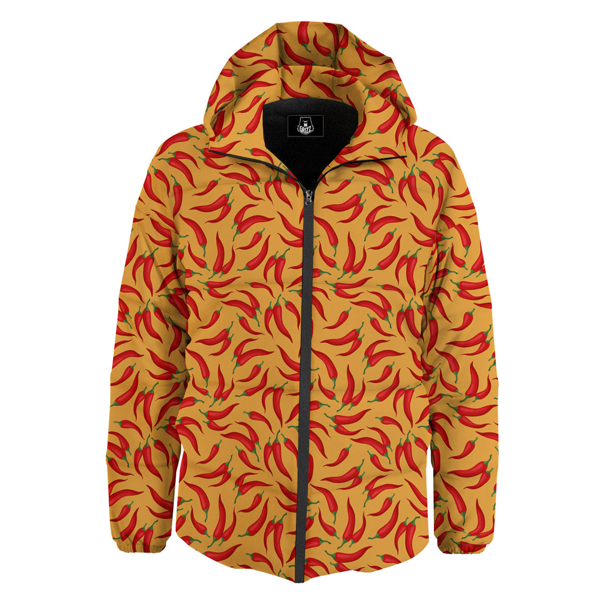 Chili Pepper And Orange Print Pattern Down Jacket-grizzshop