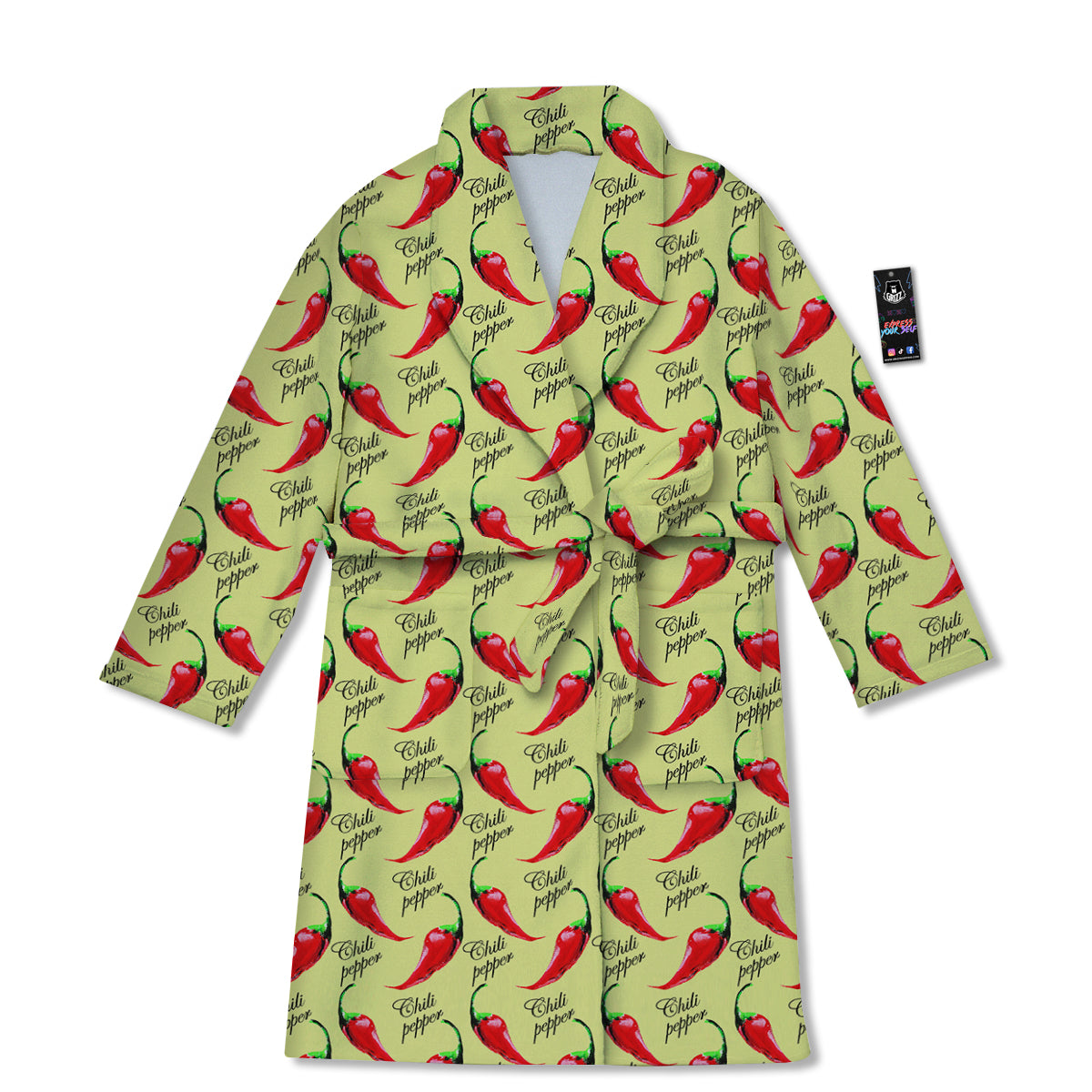 Chili Pepper Vintage Print Pattern Bathrobe-grizzshop