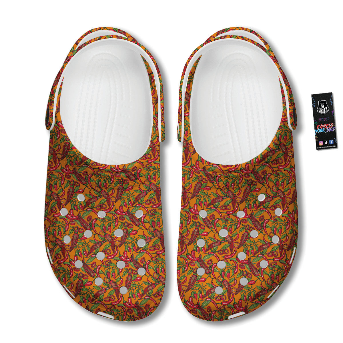 Chili Peppers Colorful Print Pattern Clog-grizzshop
