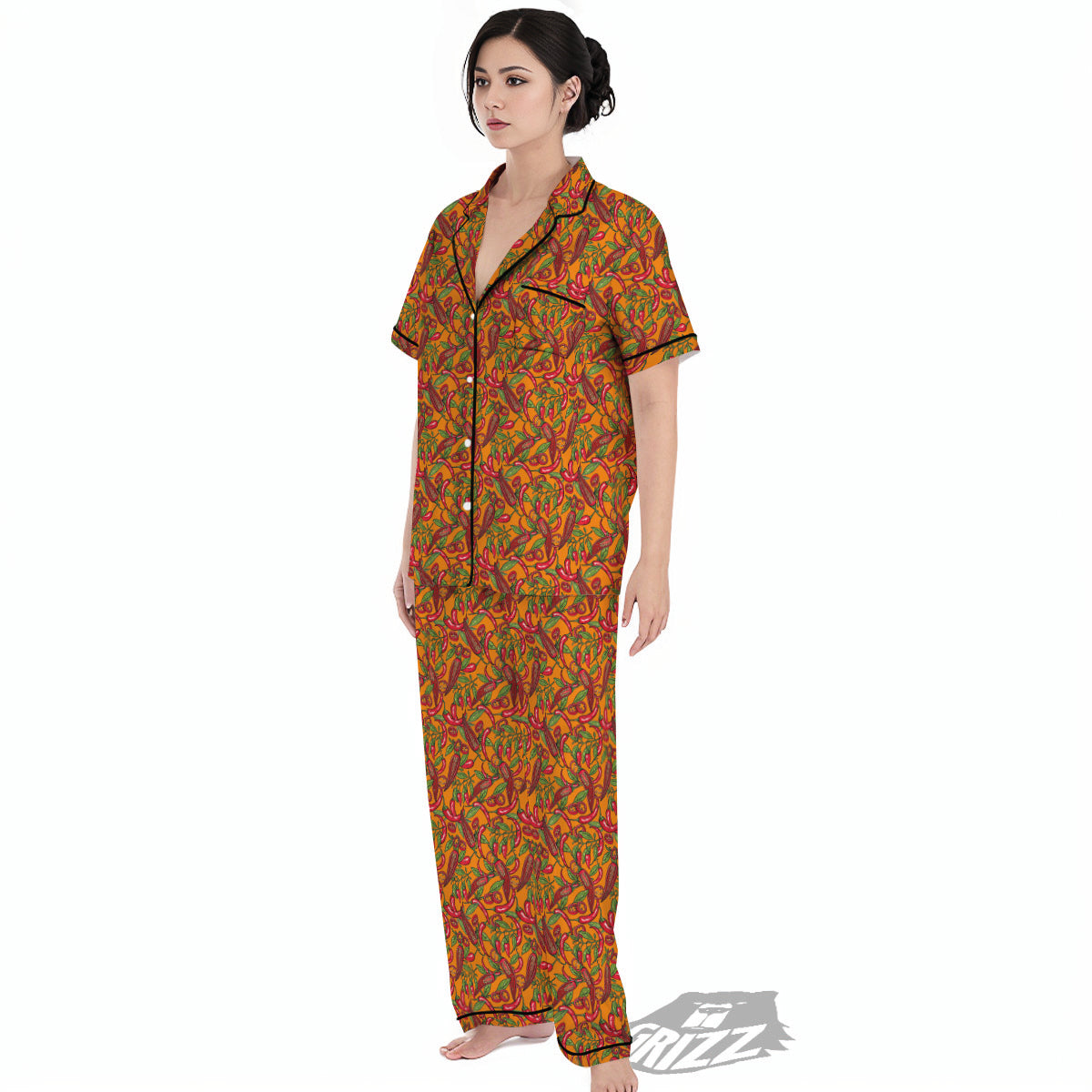 Chili Peppers Colorful Print Pattern Women's Pajamas Set-grizzshop