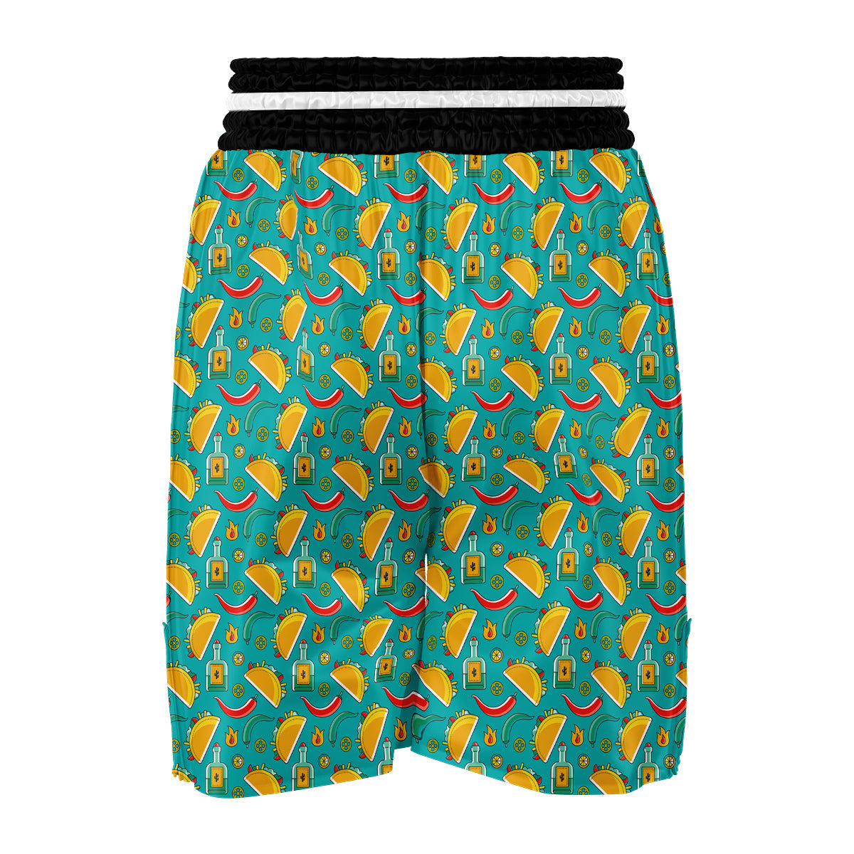 Chilli Taco Pattern Print Boxing Shorts-grizzshop