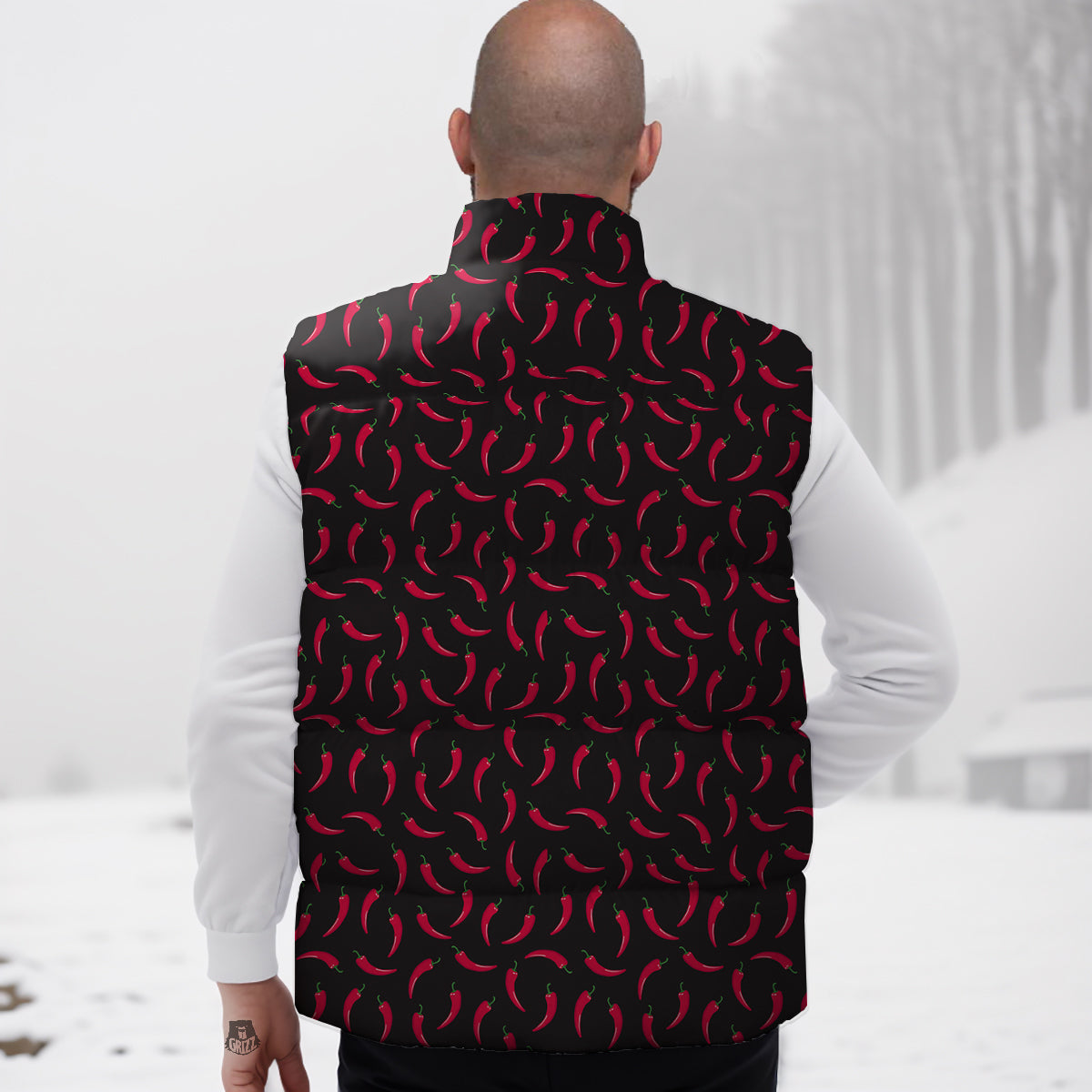 Chilli Taco Pattern Print Down Vest-grizzshop