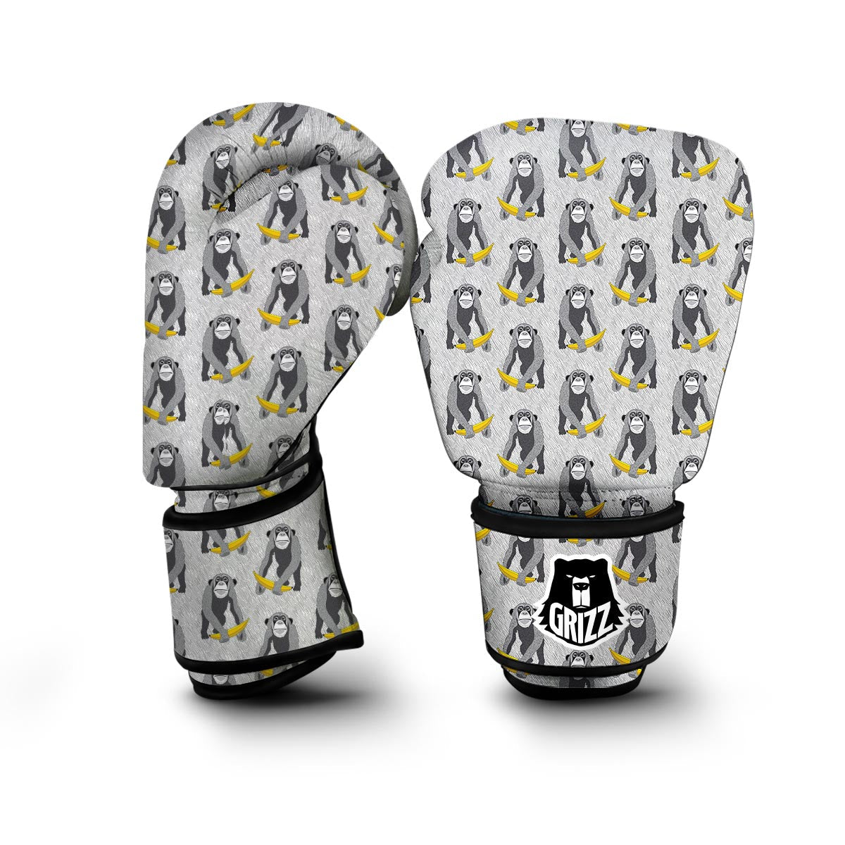 Chimp Monkey Banana Pattern Print Boxing Gloves-grizzshop
