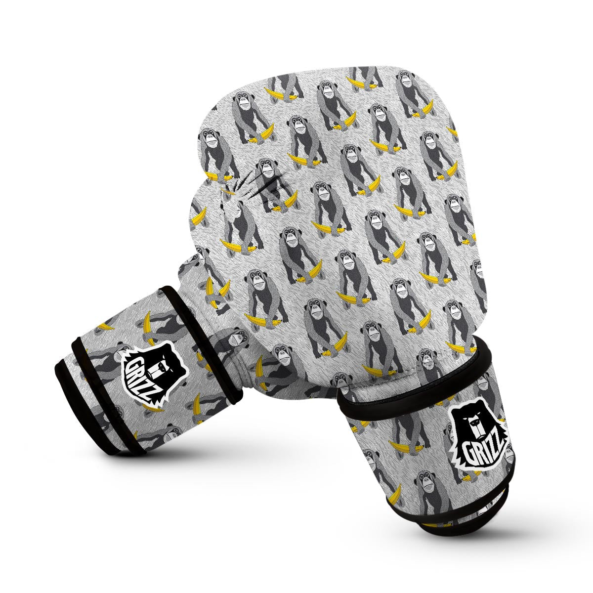 Chimp Monkey Banana Pattern Print Boxing Gloves-grizzshop