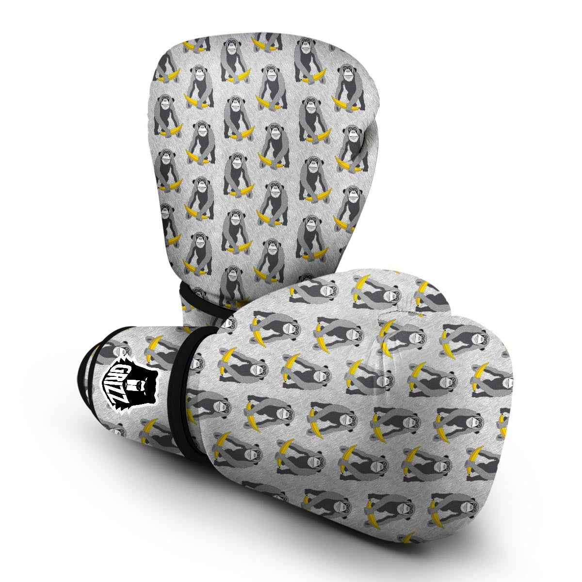 Chimp Monkey Banana Pattern Print Boxing Gloves-grizzshop