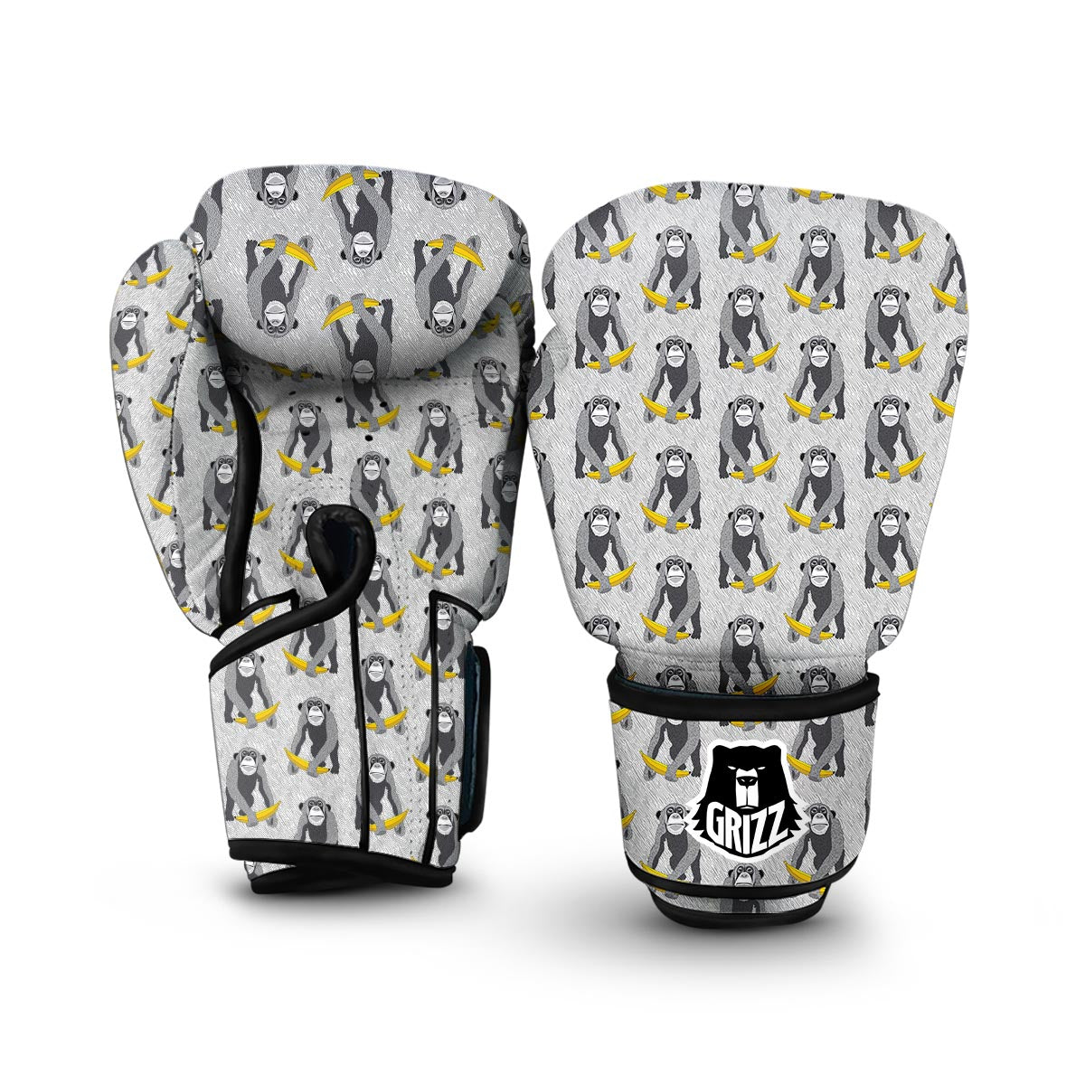 Chimp Monkey Banana Pattern Print Boxing Gloves-grizzshop