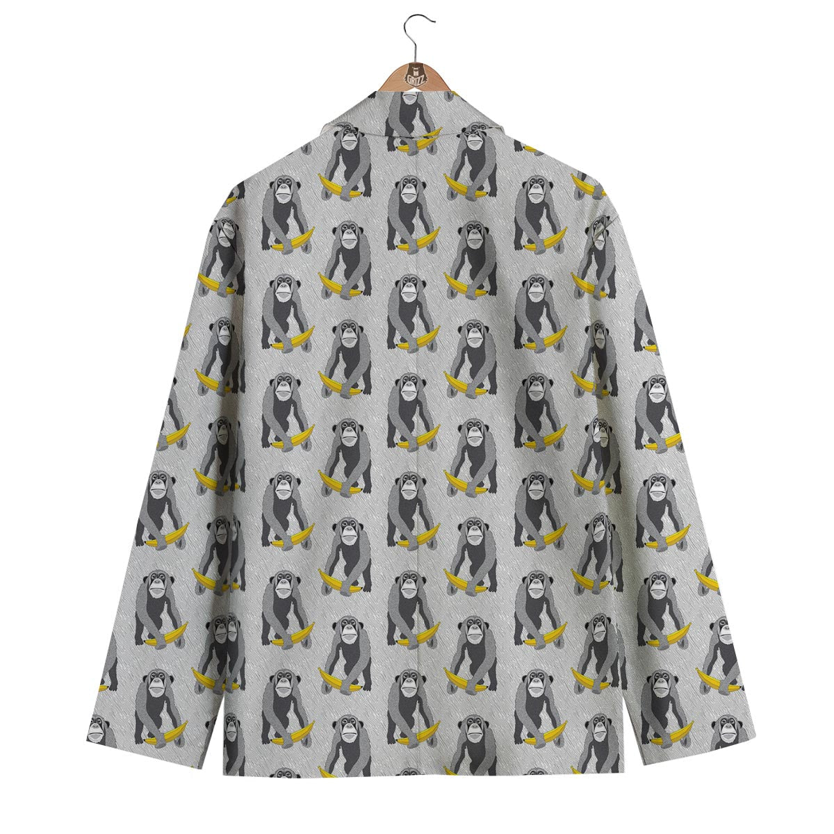 Chimp Monkey Banana Pattern Print Men's Blazer-grizzshop