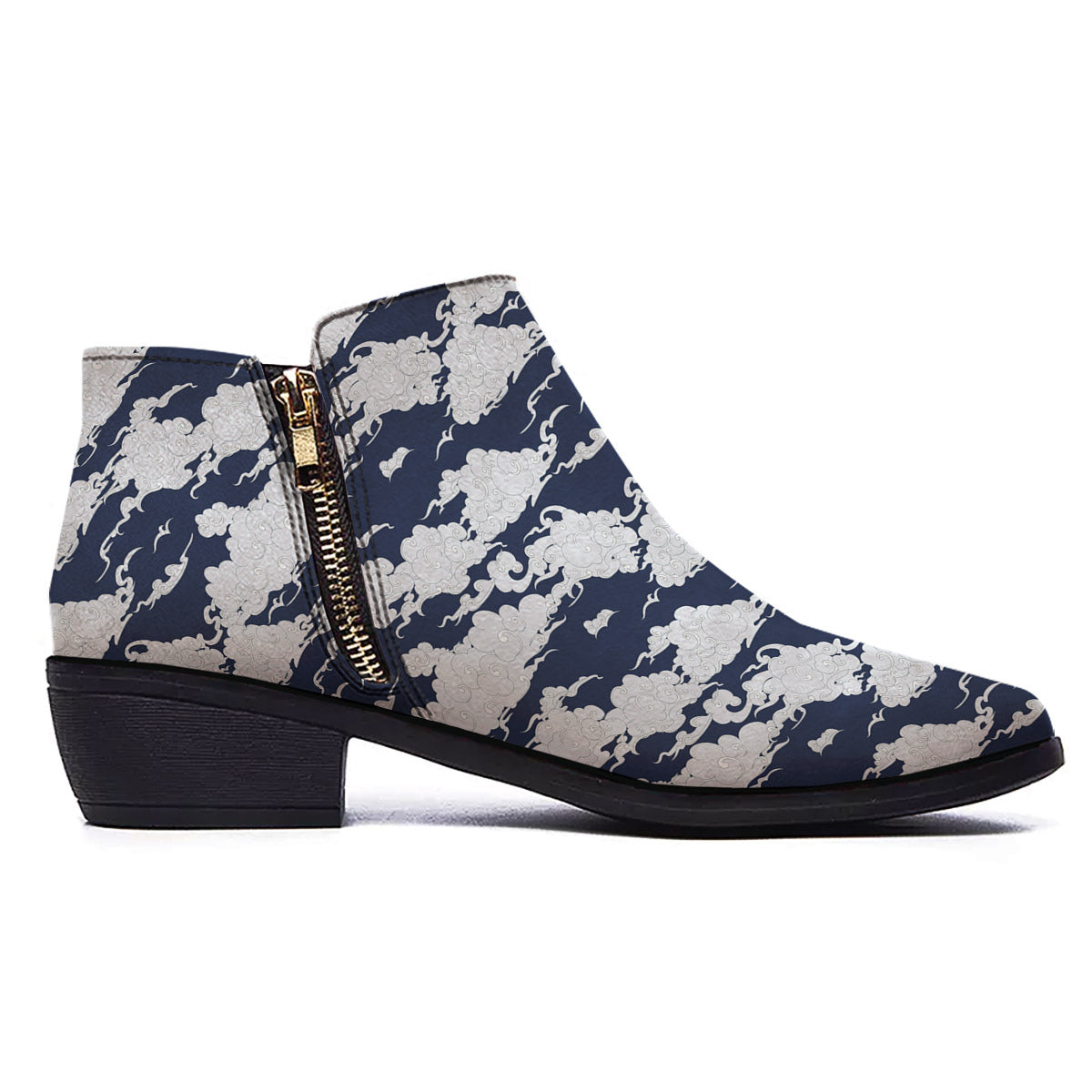 Chinese Cloud Print Pattern Ankle Boots-grizzshop