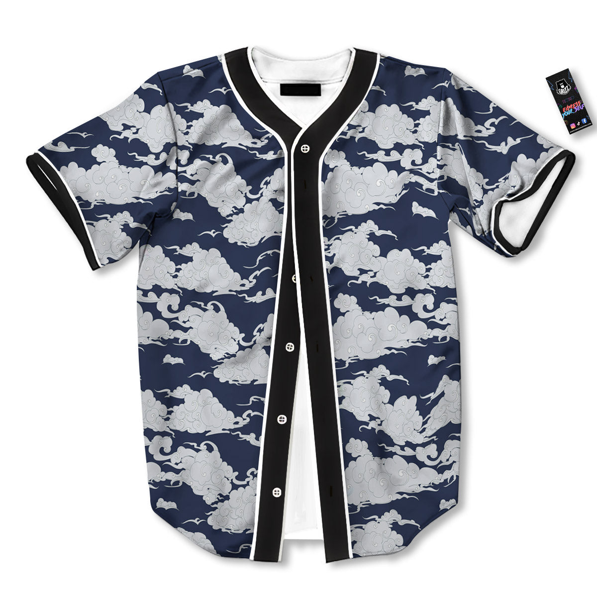 Chinese Cloud Print Pattern Baseball Jersey-grizzshop