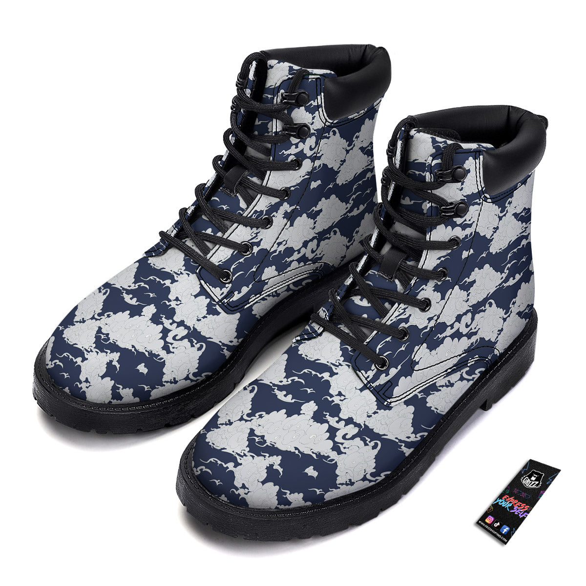 Chinese Cloud Print Pattern Boots-grizzshop