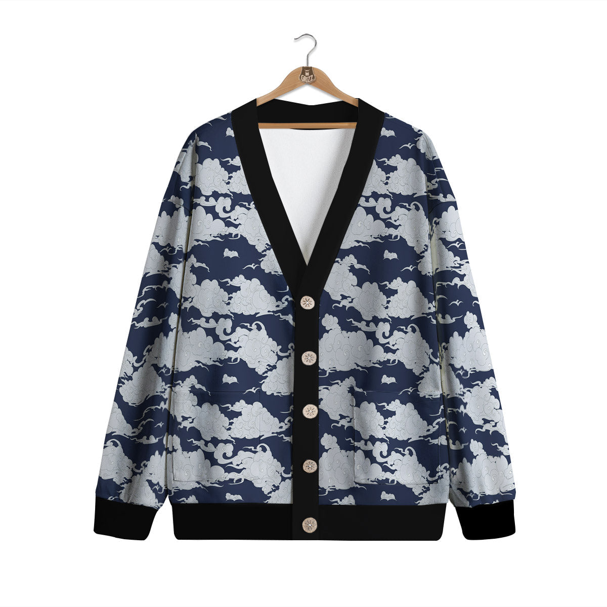Chinese Cloud Print Pattern Cardigan-grizzshop