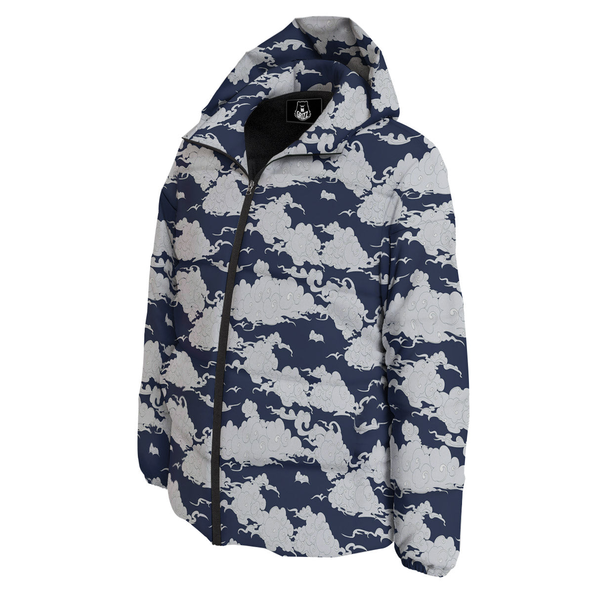 Chinese Cloud Print Pattern Down Jacket-grizzshop