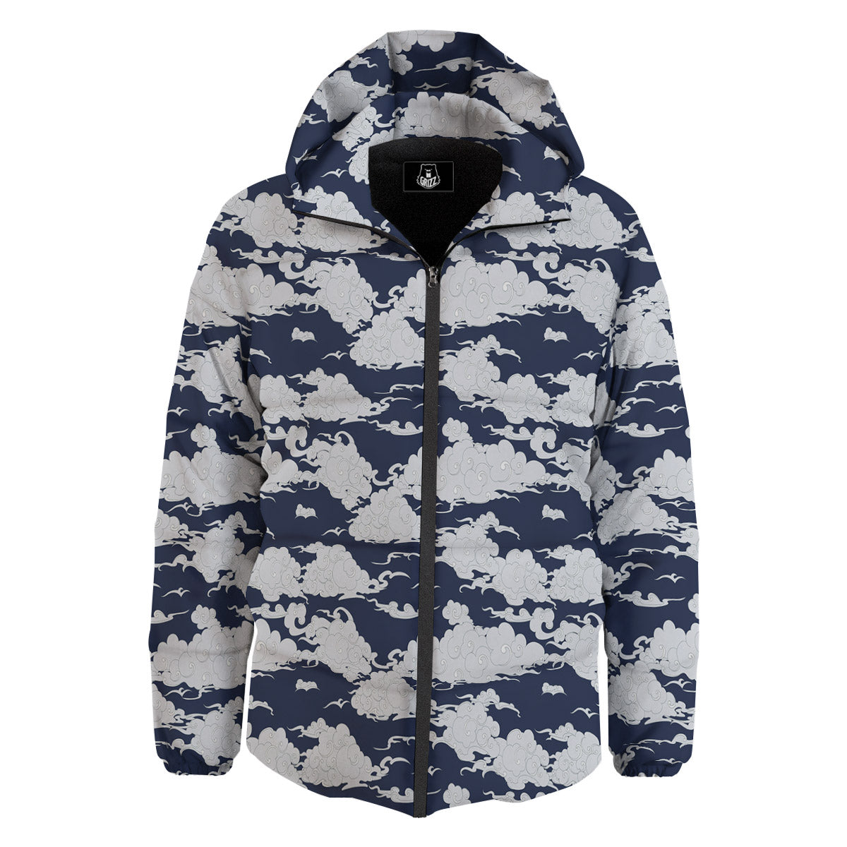 Chinese Cloud Print Pattern Down Jacket-grizzshop