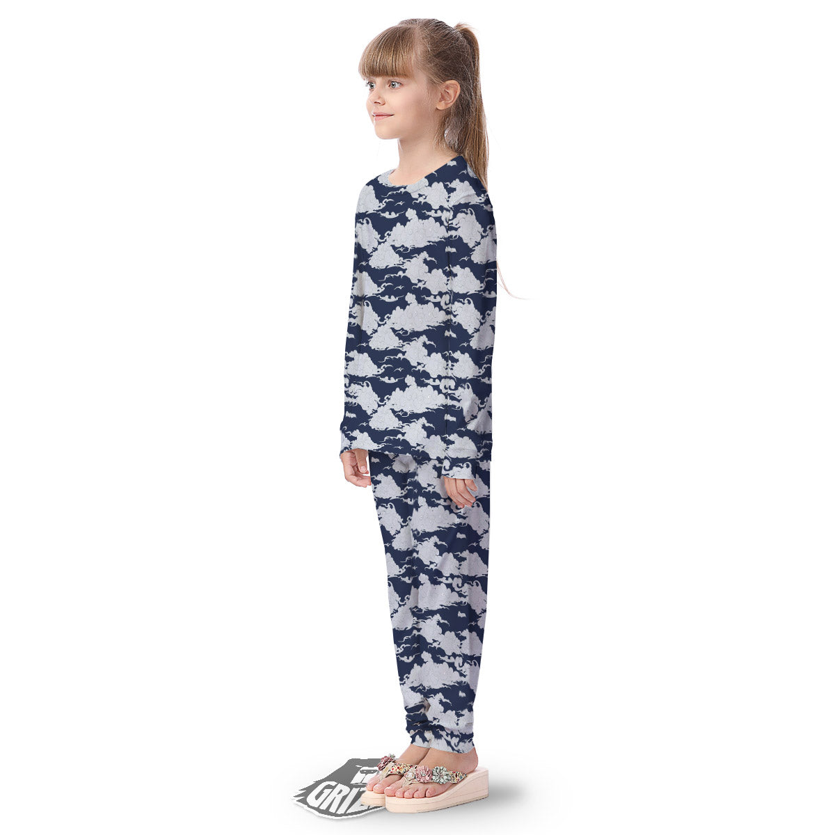Chinese Cloud Print Pattern Kid's Pajamas-grizzshop