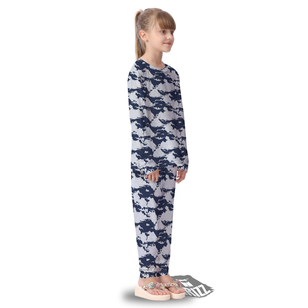 Chinese Cloud Print Pattern Kid's Pajamas-grizzshop