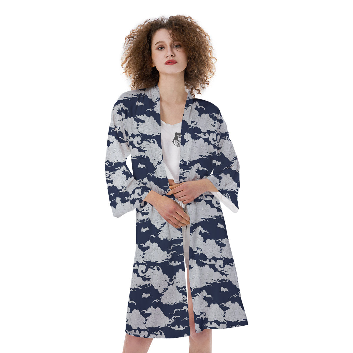 Chinese Cloud Print Pattern Kimono-grizzshop