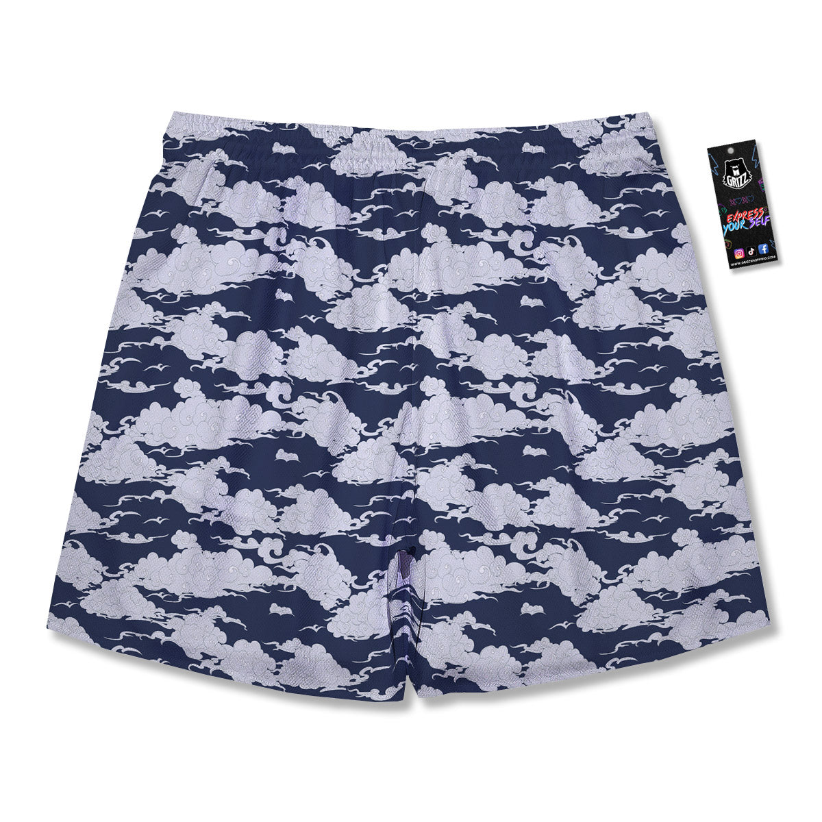 Chinese Cloud Print Pattern Men's Running Shorts-grizzshop