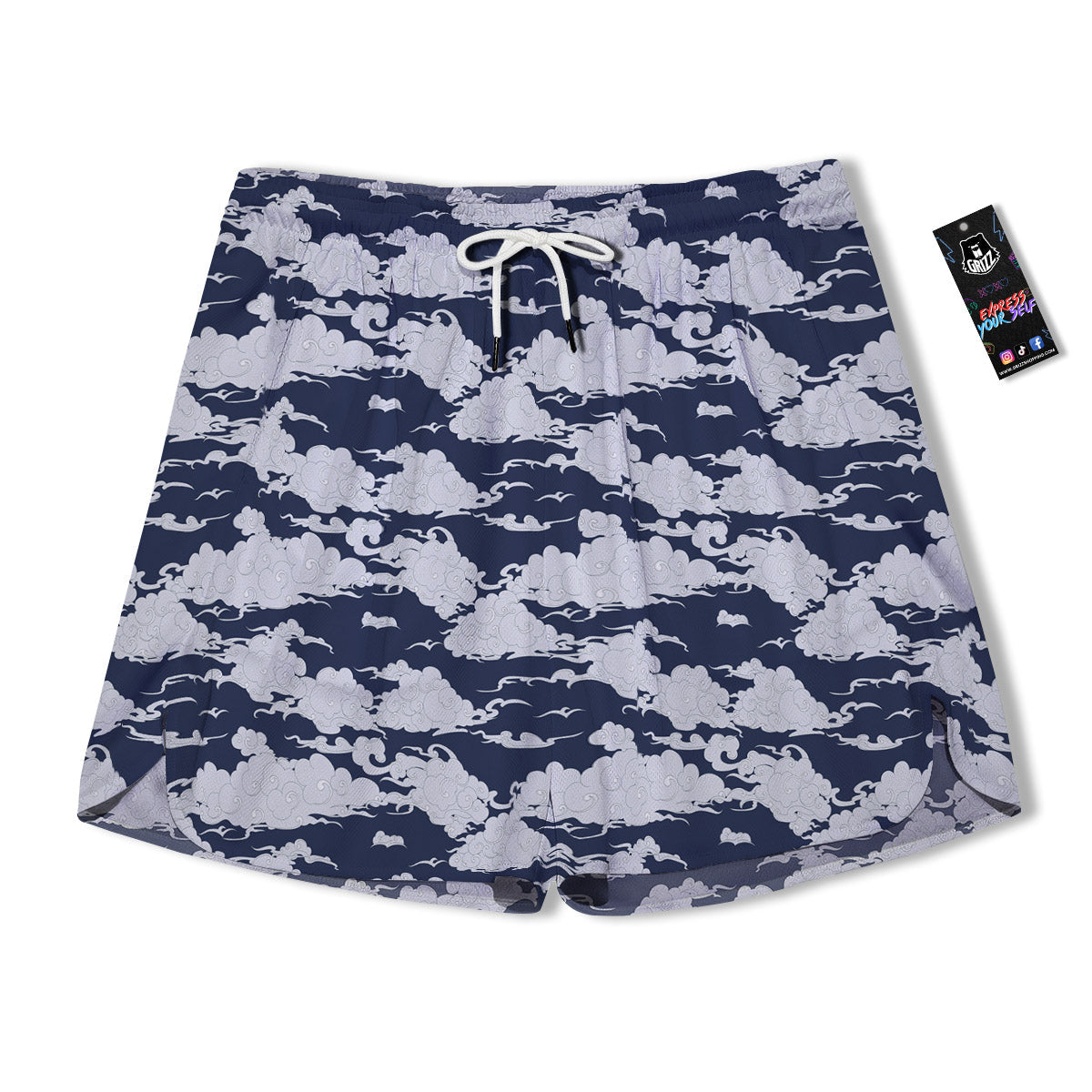 Chinese Cloud Print Pattern Men's Running Shorts-grizzshop