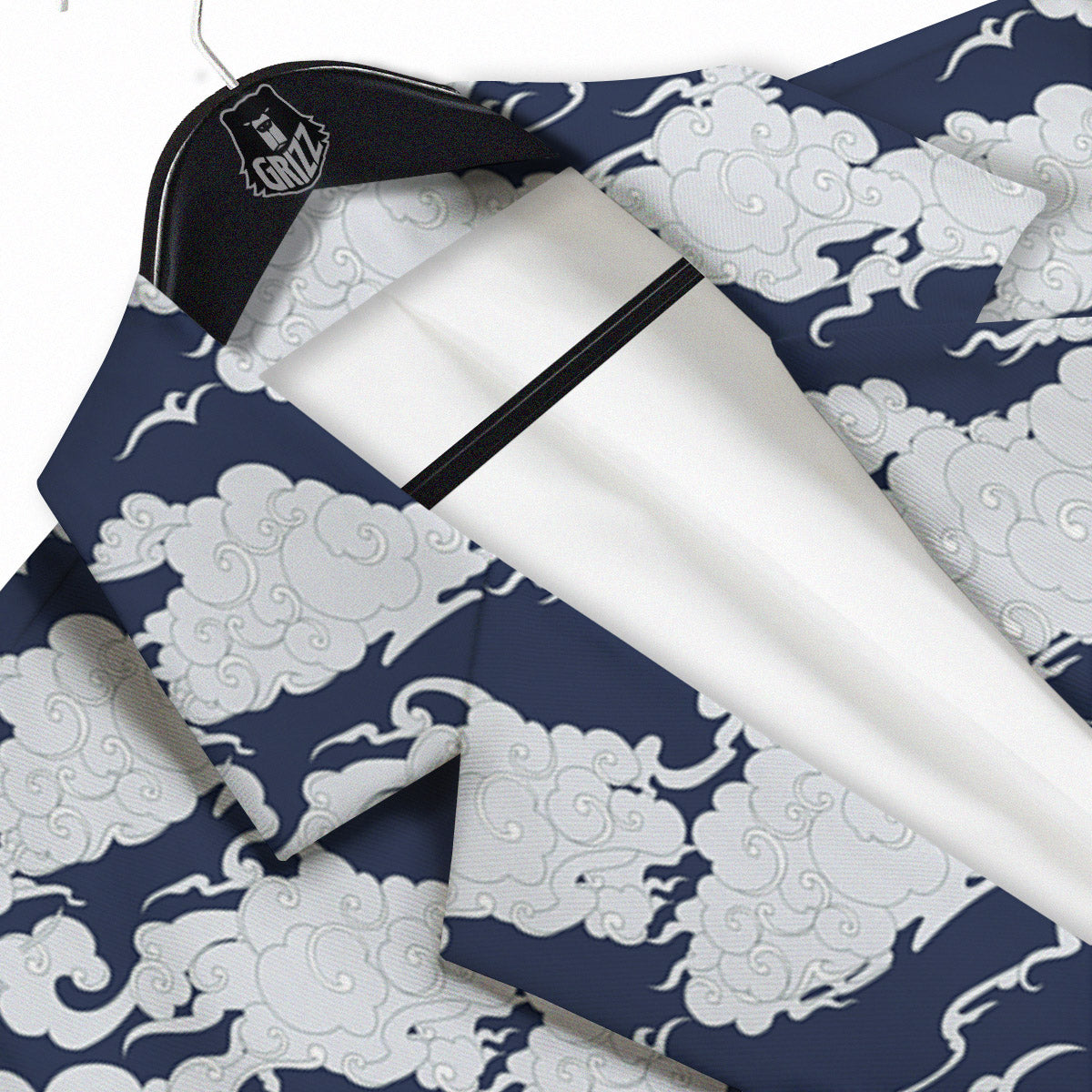 Chinese Cloud Print Pattern Men's Sport Coat-grizzshop
