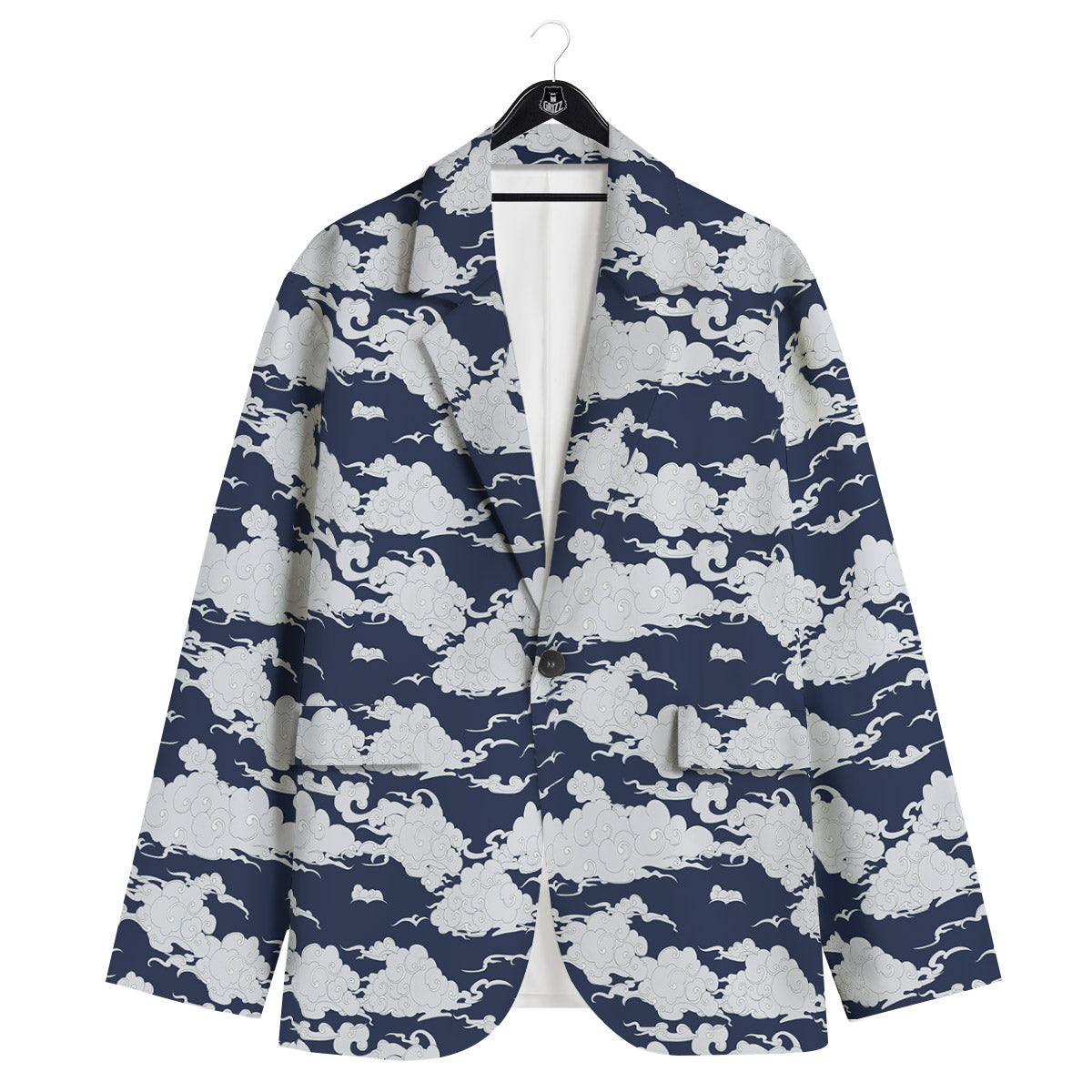 Chinese Cloud Print Pattern Men's Sport Coat-grizzshop