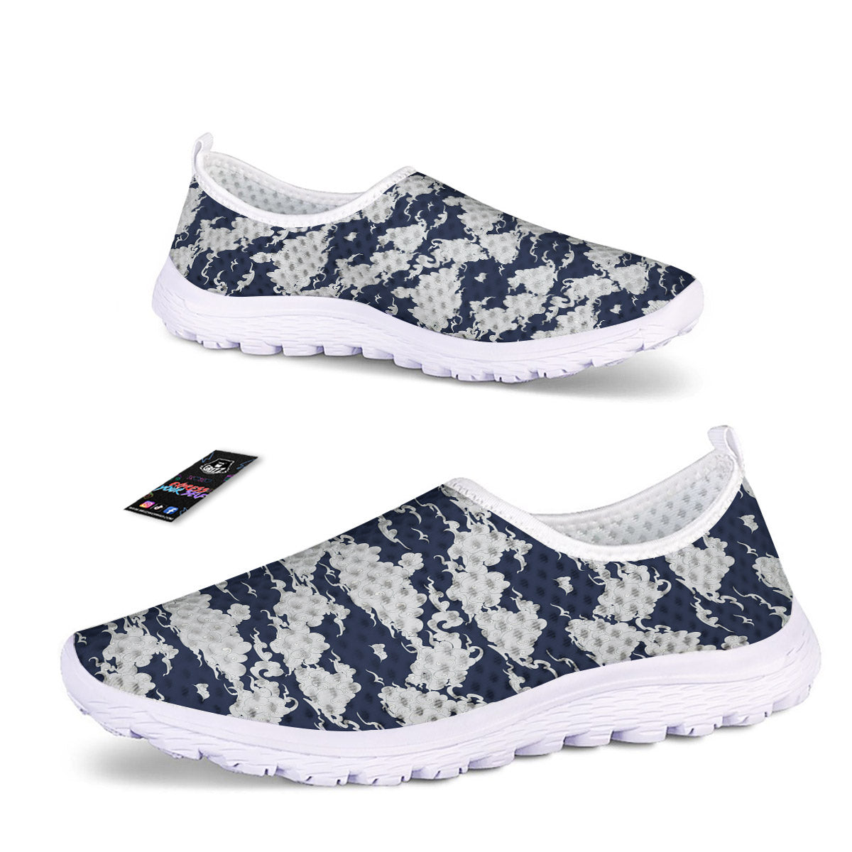 Chinese Cloud Print Pattern Nurse Shoes-grizzshop