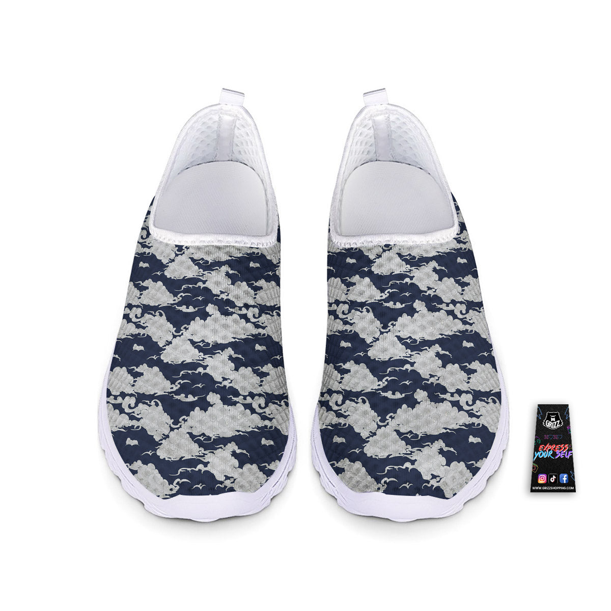 Chinese Cloud Print Pattern Nurse Shoes-grizzshop