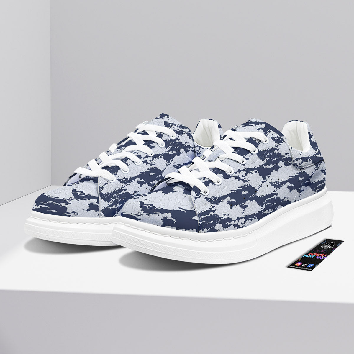 Chinese Cloud Print Pattern Platform Shoes-grizzshop