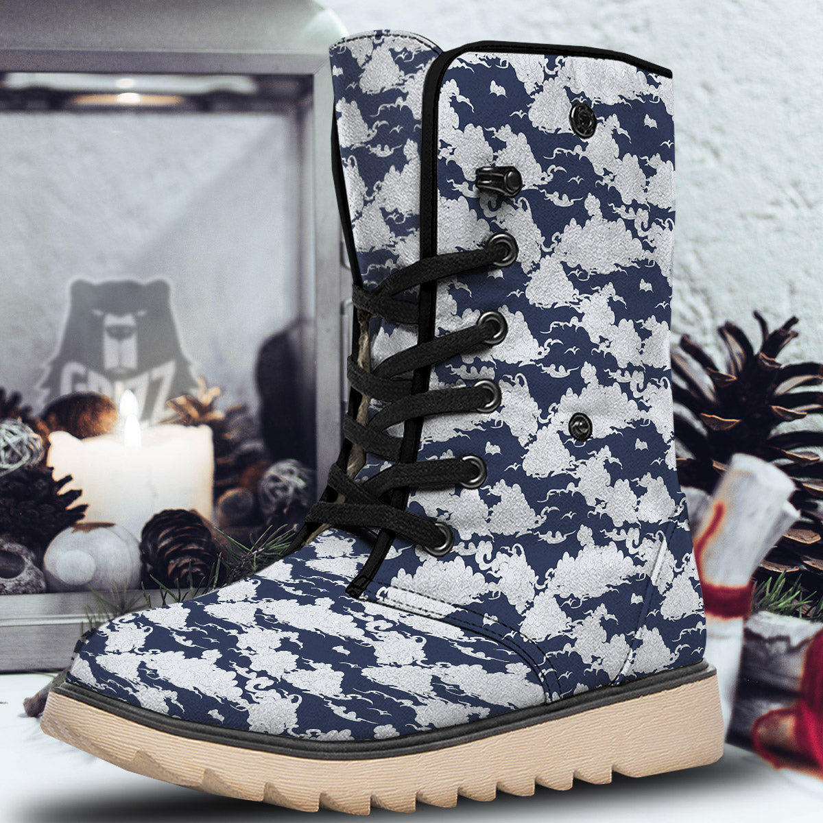 Chinese Cloud Print Pattern Snow Boots-grizzshop