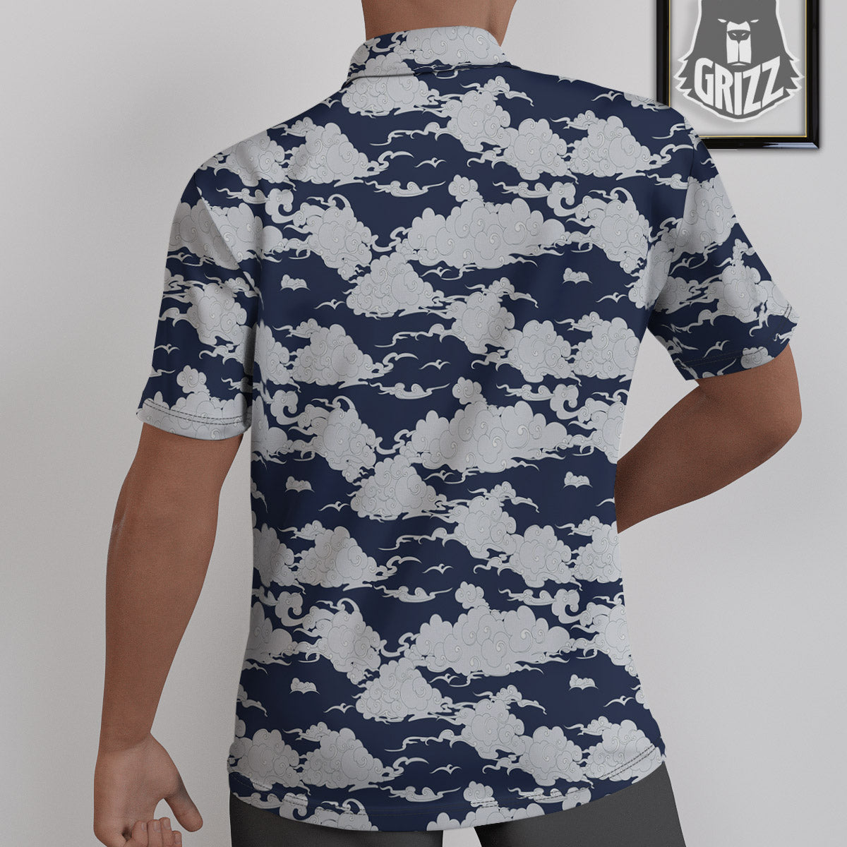 Chinese Cloud Print Pattern Untucked Shirts-grizzshop