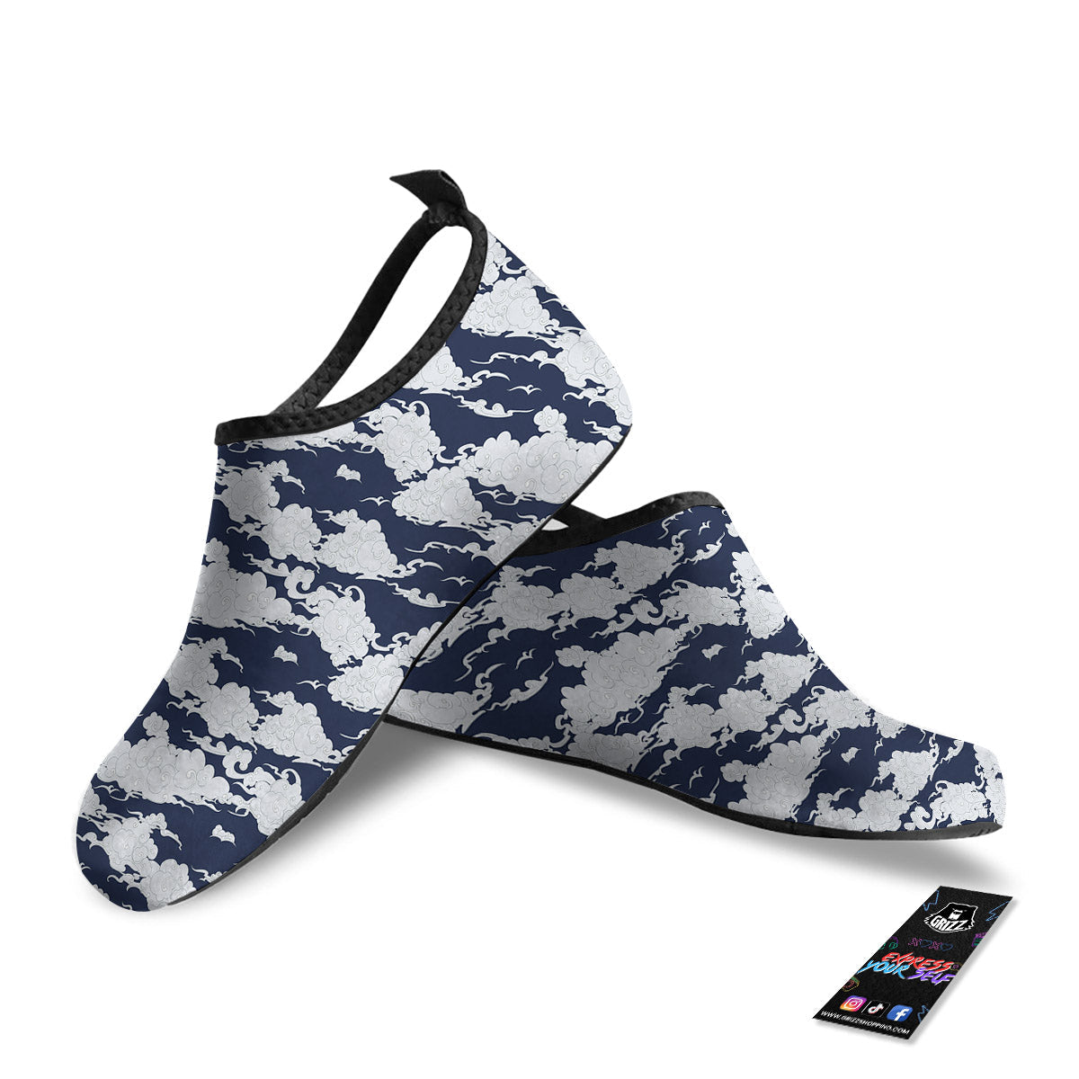 Chinese Cloud Print Pattern Water Shoes-grizzshop