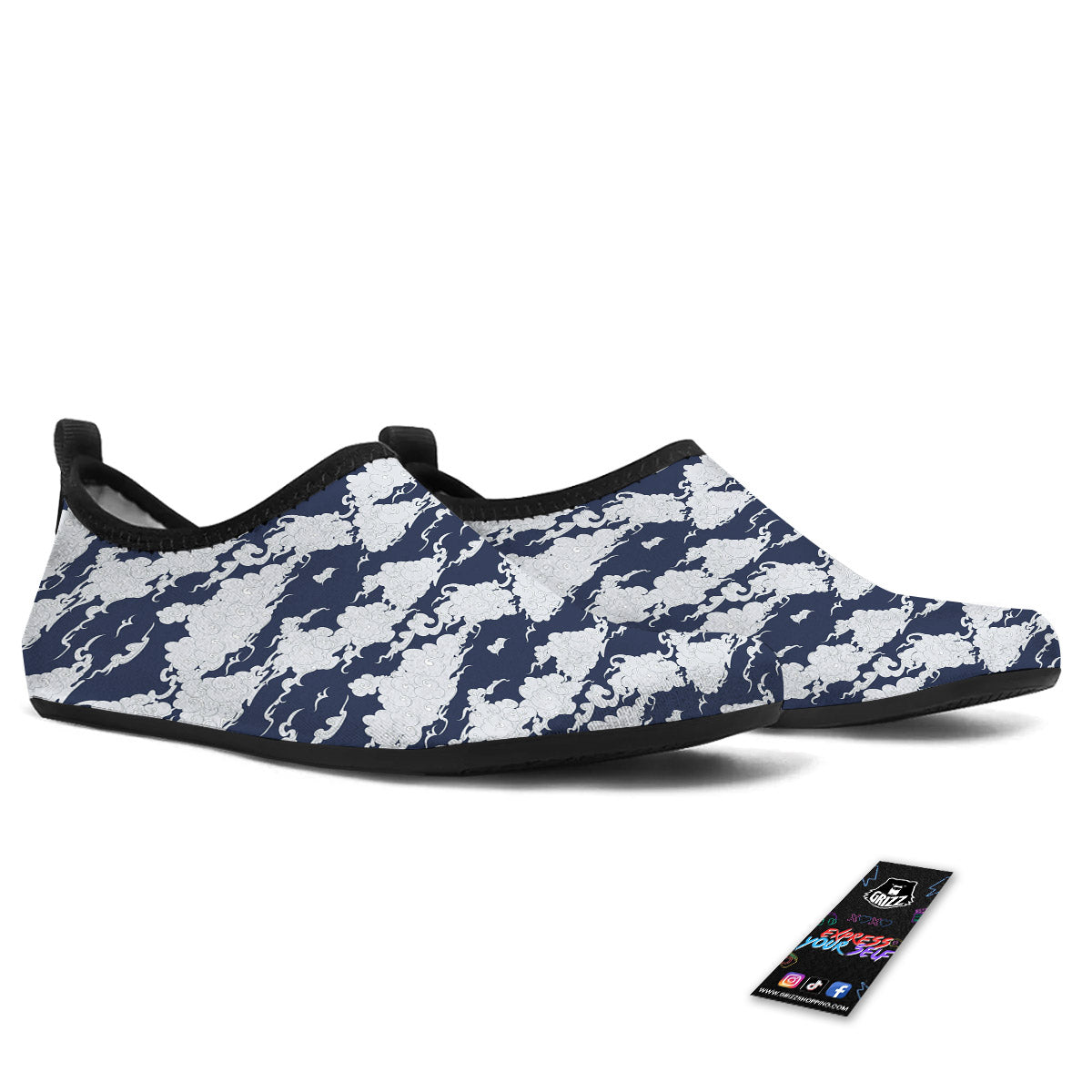 Chinese Cloud Print Pattern Water Shoes-grizzshop