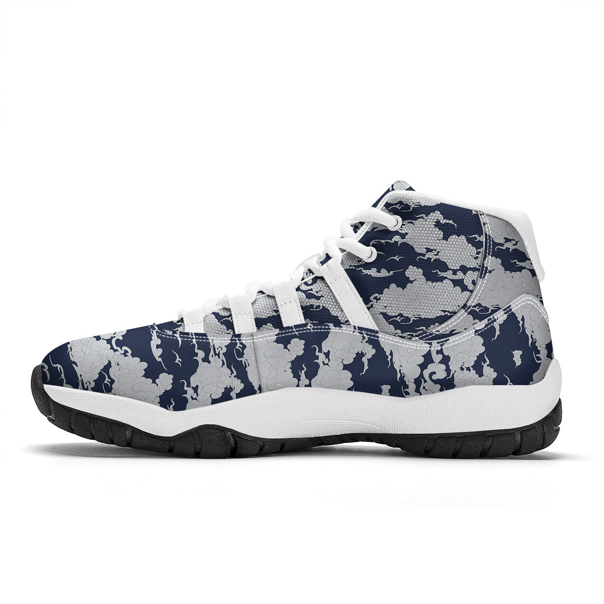 Chinese Cloud Print Pattern White Bball Shoes-grizzshop