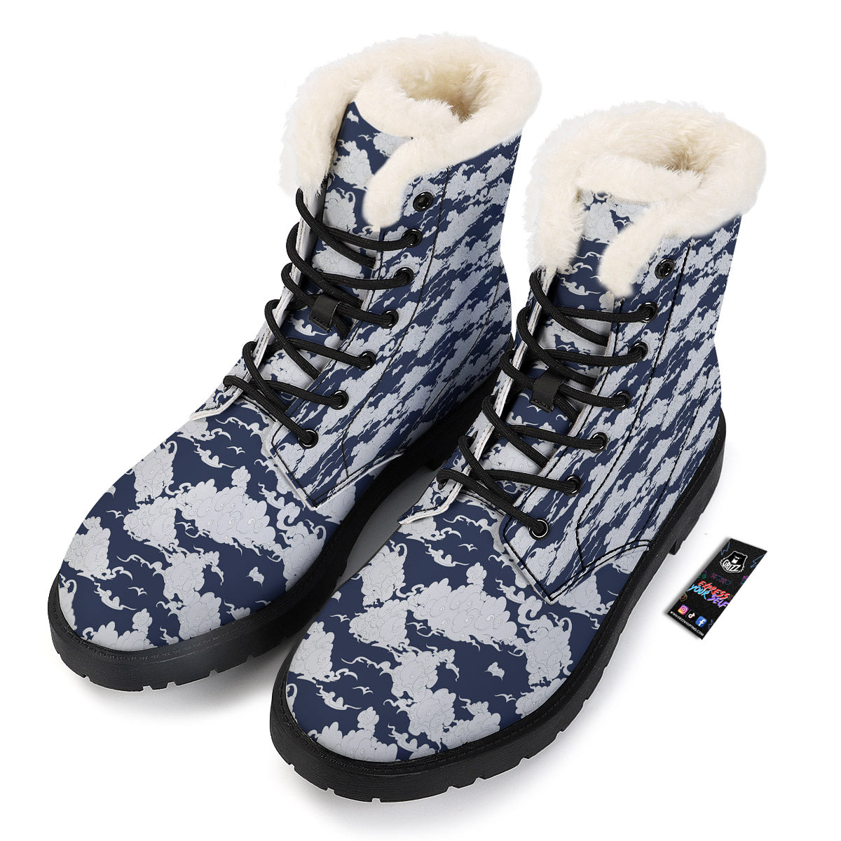Chinese Cloud Print Pattern Winter Boots-grizzshop