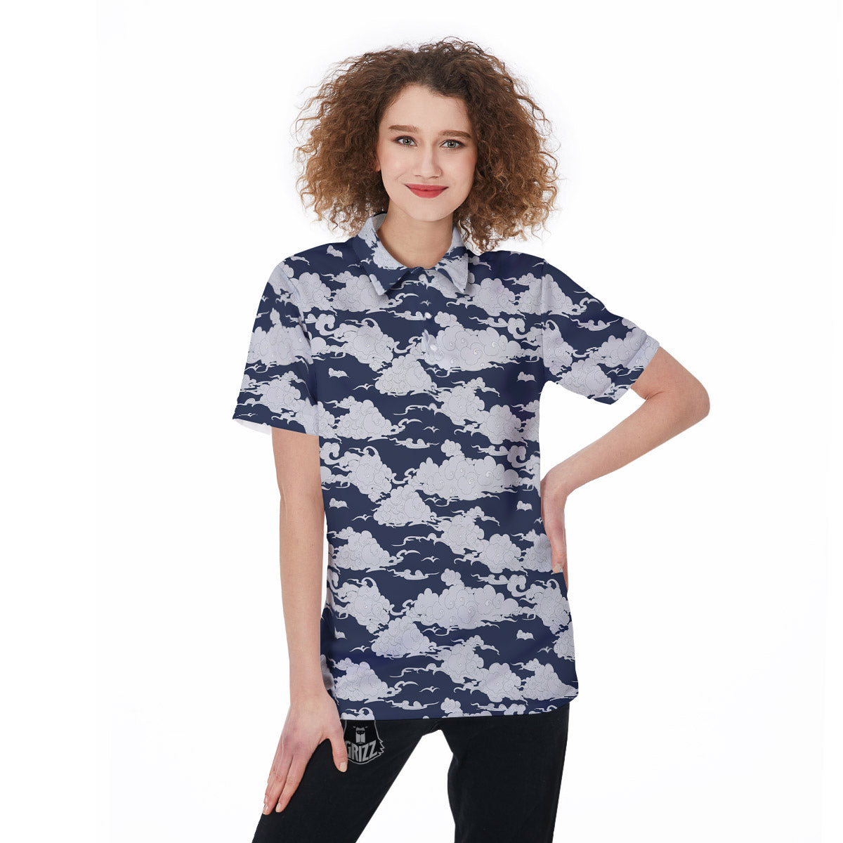 Chinese Cloud Print Pattern Women's Golf Shirts-grizzshop
