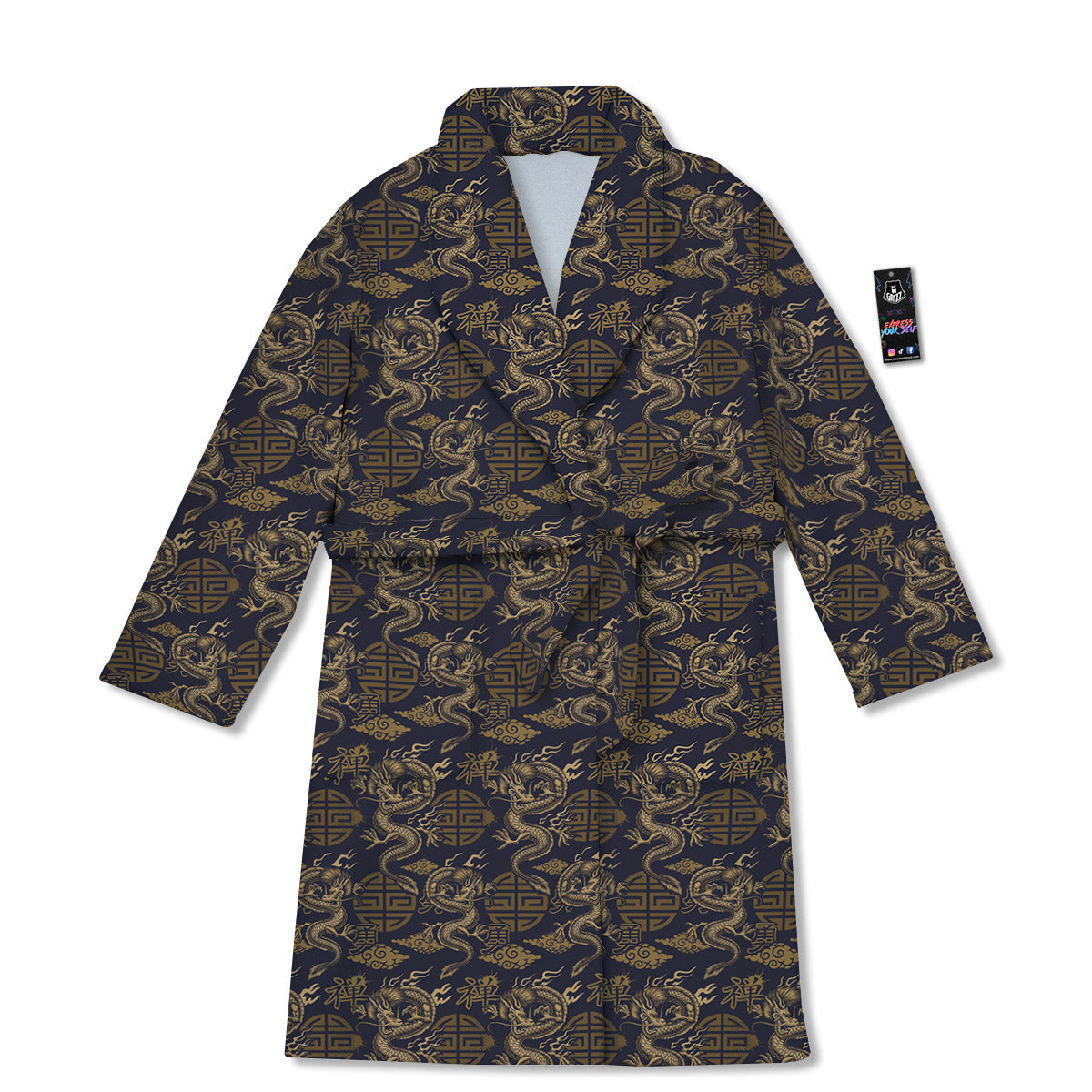 Chinese Dragon Print Pattern Bathrobe-grizzshop
