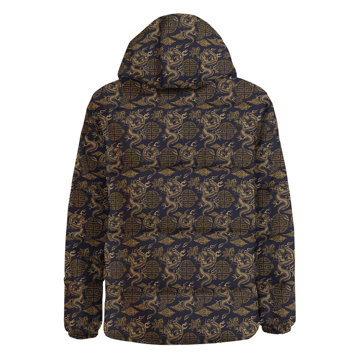 Chinese Dragon Print Pattern Down Jacket-grizzshop