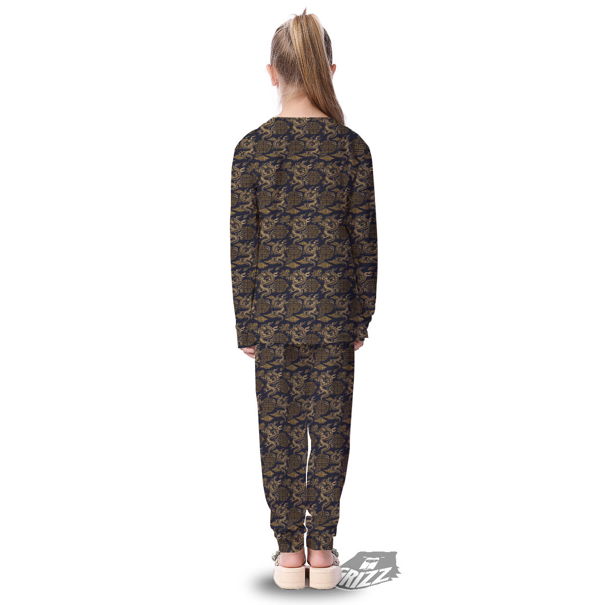 Chinese Dragon Print Pattern Kid's Pajamas-grizzshop