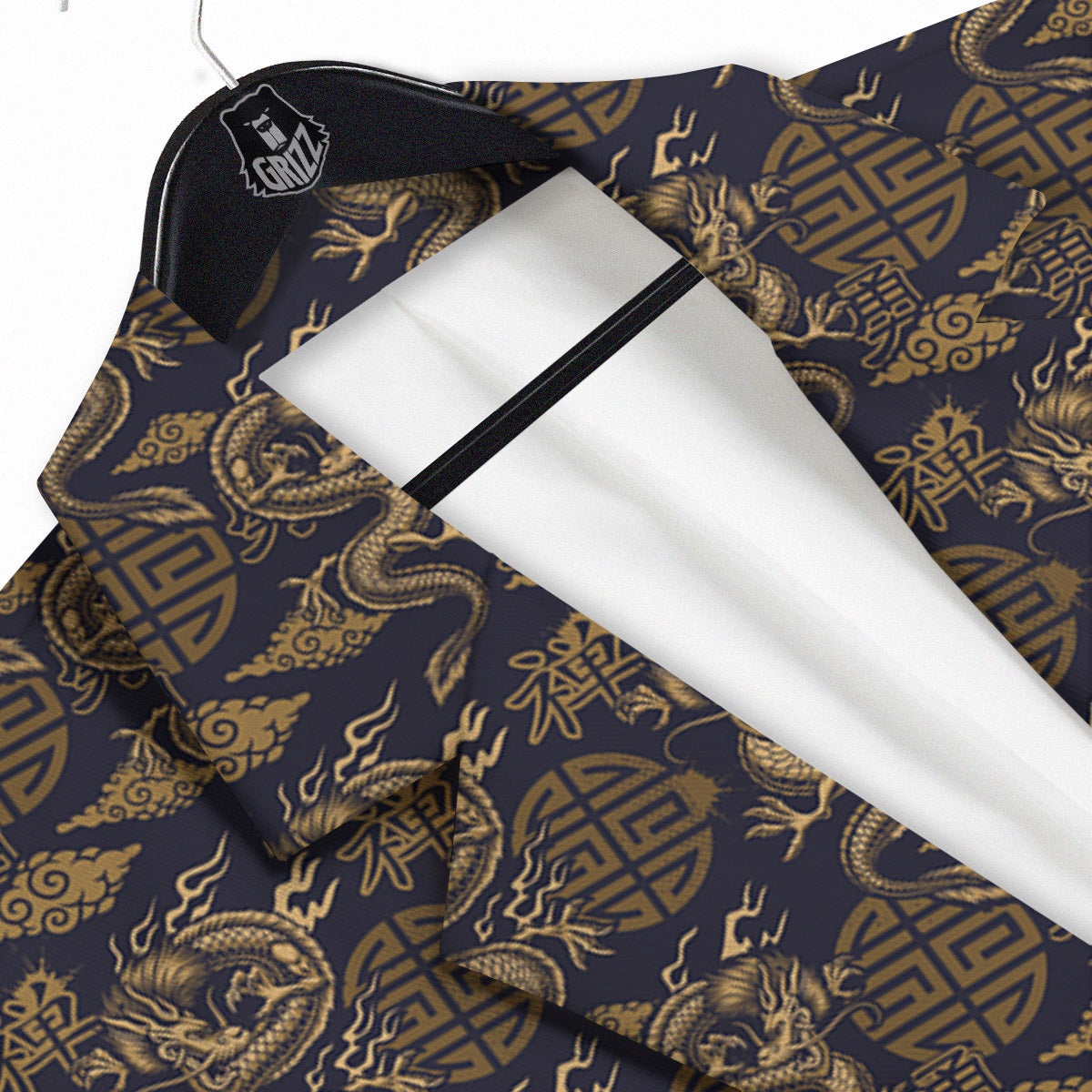 Chinese Dragon Print Pattern Men's Sport Coat-grizzshop