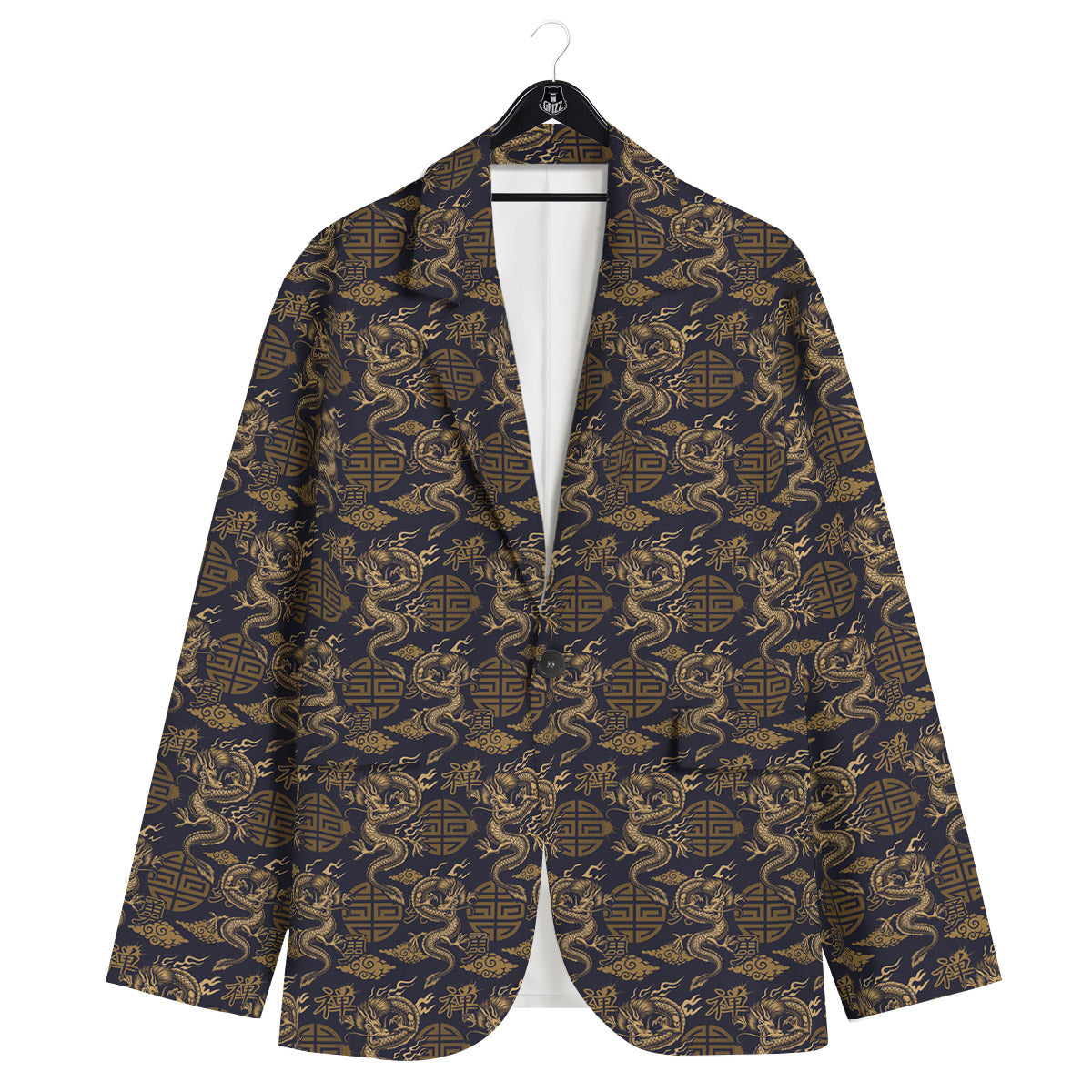 Chinese Dragon Print Pattern Men's Sport Coat-grizzshop