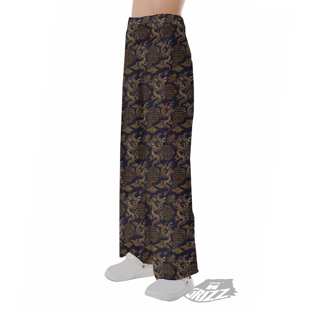 Chinese Dragon Print Pattern Pajama Pants-grizzshop