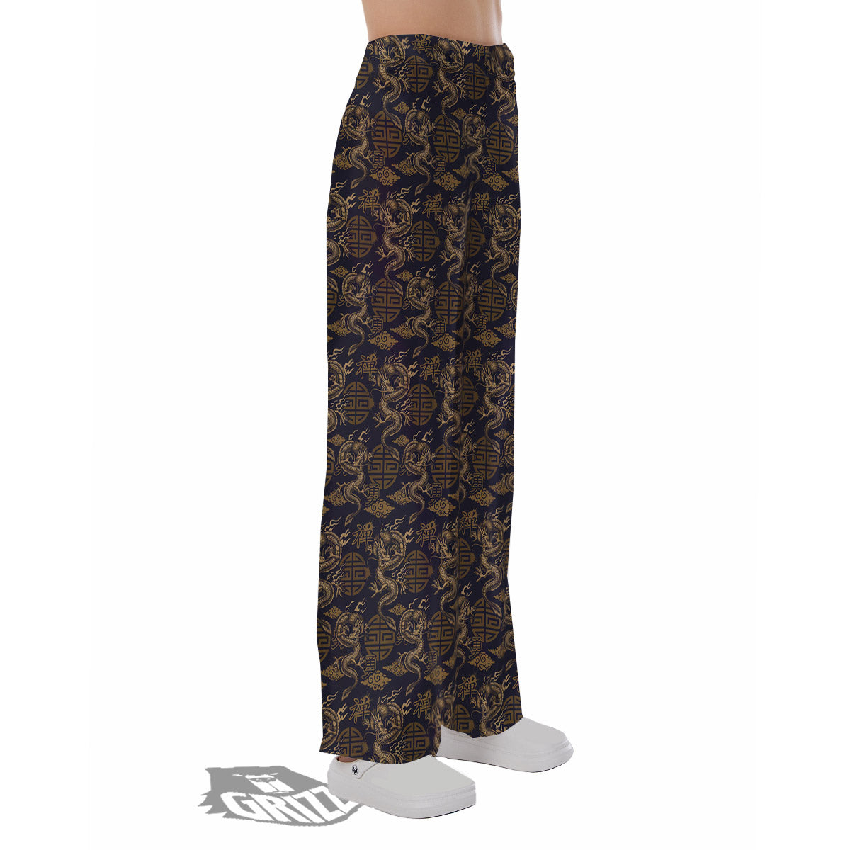 Chinese Dragon Print Pattern Pajama Pants-grizzshop