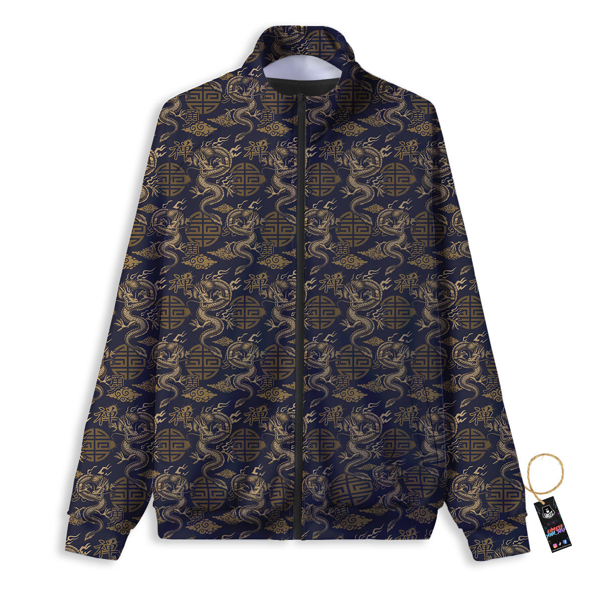 Chinese Dragon Print Pattern Track Jacket-grizzshop