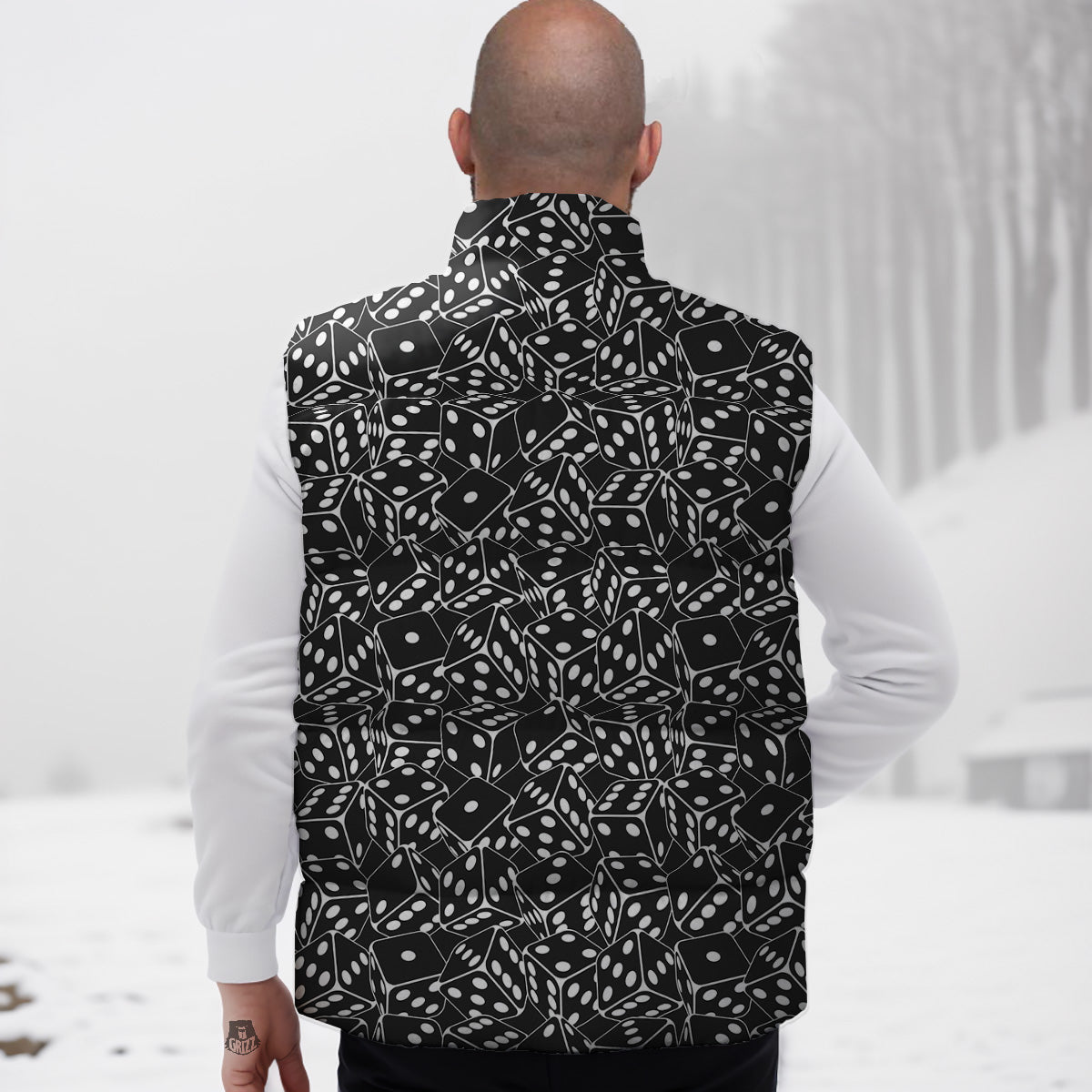 Chinese Dragon Rose Pattern Print Down Vest
