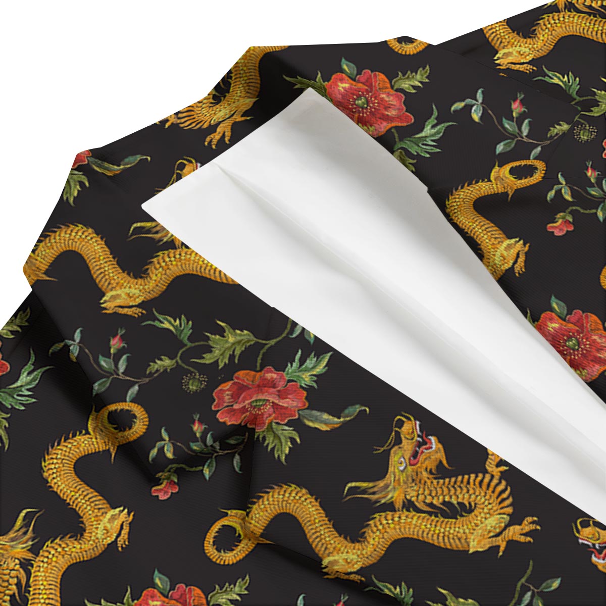 Chinese Dragon Rose Pattern Print Men's Blazer-grizzshop