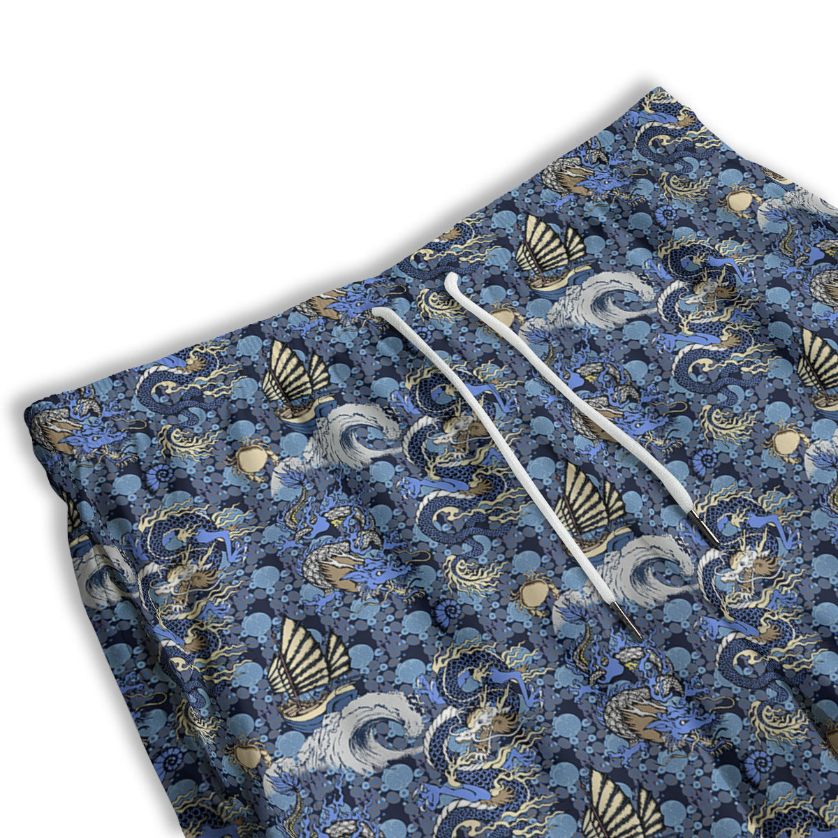 Chinese Dragon Sea Print Pattern Men's Athletic Shorts